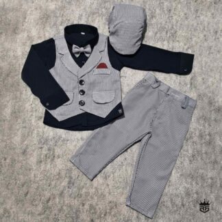 Premium Baby Boys Formal Suit Set (5-Piece) – Shirt, Waistcoat, Pant, Bow tie & Cap | Age 6 Months to 7 Years