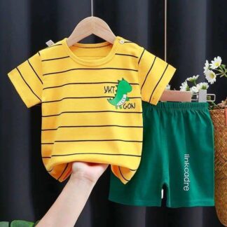 Baby Boy Summer Short Sleeve T-shirt Tee Shorts 2 Pcs Outfits Set used children baby comfortable T-shirt and pant (