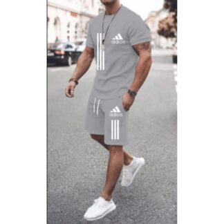 Grey Combo Set Half Sleeve T-Shirt & Quarter Pant For Men - T Shirt & Pant For Boys