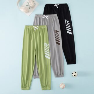 3/2-piece Summer Boys and Girls Casual Sports Letter Pants Children's Large Versatile Leg Tights Breathable Short Sleeve T-shirt