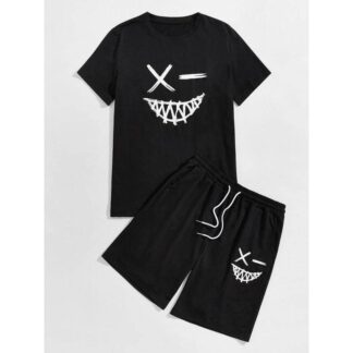 Black Combo Set Half Sleeve T-Shirt & Quarter Pant For Men - T Shirt & Pant For Boys