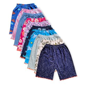 8 PCS Cotton Printed Half Pants for Baby Girls- Multicolor Combo Pack