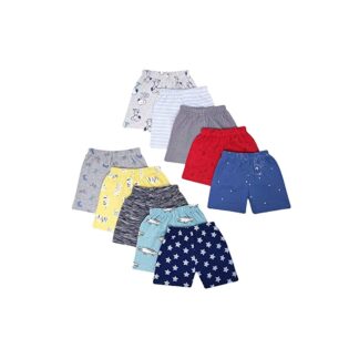 5 Pcs Allover Printed Soft Cotton Half Pant for Baby -Multicolor Combo Pack