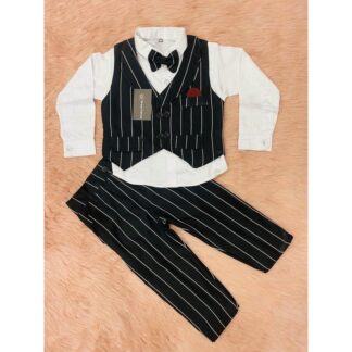 (kidsfashionzone)-PROMOTIONAL OFFER-6 MONTH TO 72MONTH- STYLISH BABY BOYS PARTY DRESS WITH FULL SLEEVES SHIRT + FULL PANT + VEST + BOW TIE