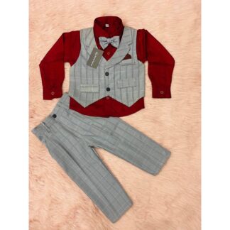 BABY BOYS/KIDS EXCLUSIVE STYLISH PARTY DRESS SET ( FULL SHIRT, FULL PANT, WAIST COAT & BOW TIE )