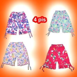 4 Pieces Combo girls lase half pant by any Color 0-8 years, boy pant, girls pant, kids pant, girls shorts pant, girls half pant