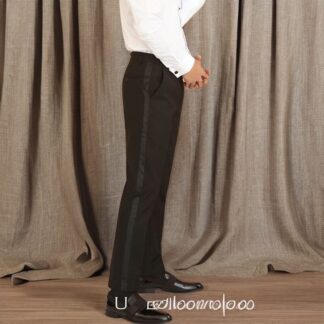 Satin Stripe Suit Pants for Wedding Party One Piece Slim Fit Black Formal Male Trousers Official Business Fashion