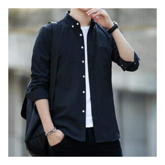 Black Textured Formal Shirt For Men