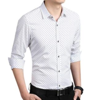 Trendy Cotton Ball Printed Long Sleeve Formal Shirt For Men
