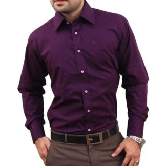 Purple Cotton Formal Shirt for Men