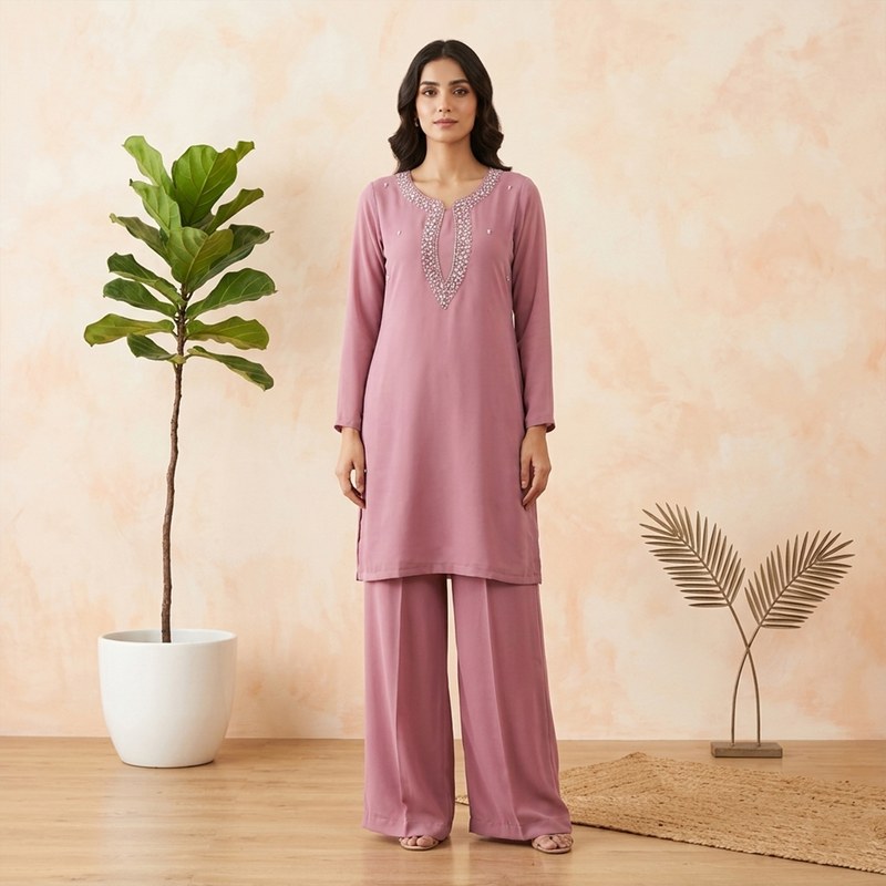 New Collection Readymade Stylish And Comfortable Silk With Stone Work Two-Piece Set For Women - Ideal for All Seasons and Occasions