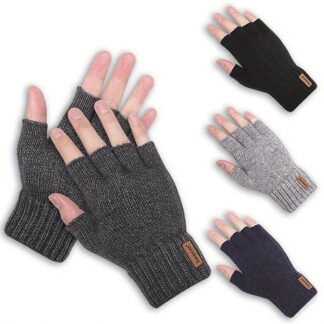 Wholesale Knitted Thick Thermal Half Finger Gloves Women Men Winter Outdoor Driving Fingerless Glove Touchscreen Mittens