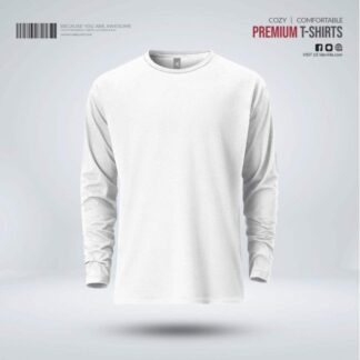 Fabrilife Mens Premium Blank Full Sleeve T-Shirt - White