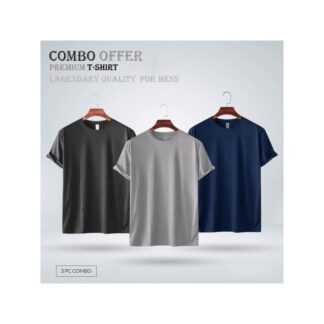 Mens Premium Blank T-shirt -Combo- Anthra Melange, Silver, Navy Color -3 pcs t-shirt