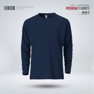 Fabrilife Mens Premium Blank Full Sleeve T-Shirt - Navy