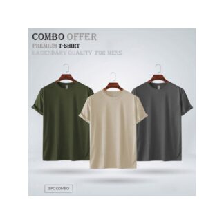 Mens Premium Blank T-shirt -Combo- Olive,Brown, Black 3pcs 100% cotton