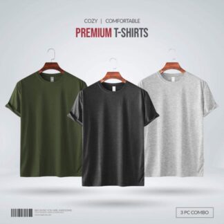 Fabrilife Premium Blank T-Shirt Combo - Olive, Anthra Mellange, Gray Mellange