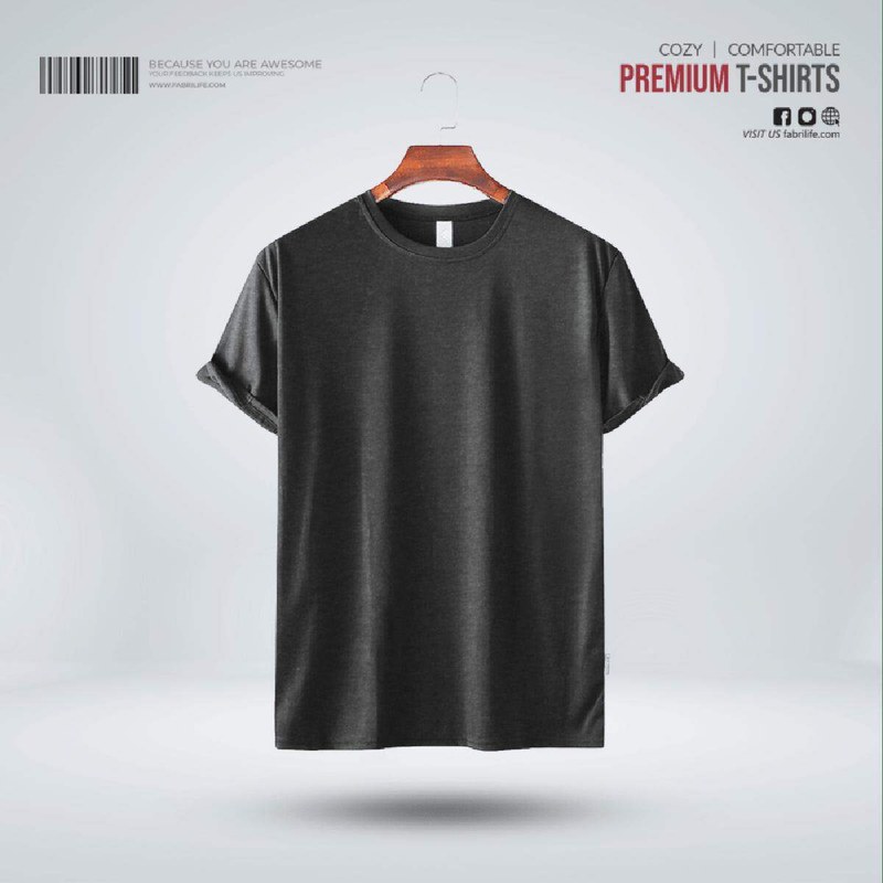 Fabrilife Men's Premium Blank T-shirt - Anthra-Melange - T Shirt - T Shirt For Man