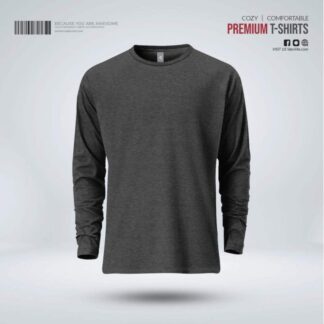 Fabrilife Mens Premium Blank Full Sleeve T-Shirt - Anthra Melange