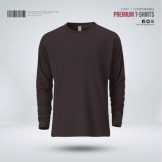 Fabrilife Mens Premium Blank Full Sleeve T-Shirt - Chocolate