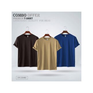 Mens Premium Blank T-shirt -Combo-Black, Biscuit, Navy Color