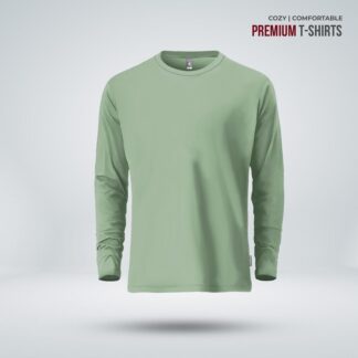 Fabrilife Mens Premium Blank Full Sleeve T-Shirt - Iceberg green