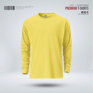 Fabrilife Mens Premium Blank Full Sleeve T-Shirt - Yellow
