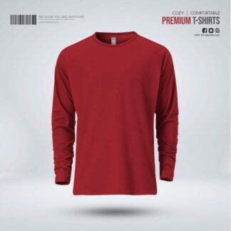 Fabrilife Mens Premium Blank Full Sleeve T-Shirt - Red