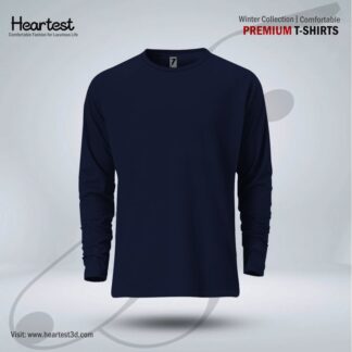 Mens Premium Blank Full Sleeve T-Shirt - Navy Blue
