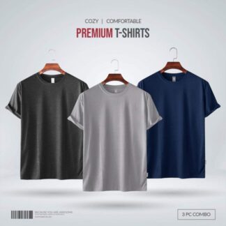 Fabrilife MenS Blank T-Shirt -Combo-Anthra Mellange Silver Navy