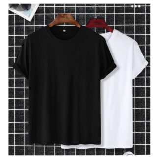 100% Cotton 2 Pic T-Shirt Balak And white For Mans
