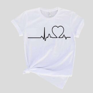 White Love Heart Beat Special New Design T Shirt For Men - Genji
