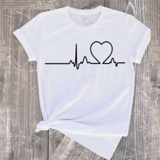 Love Heart Beat Special New Design Summer & Casual White Short / Half Sleeves Export Quality Best Selling T Shirt For Men - T Shirt