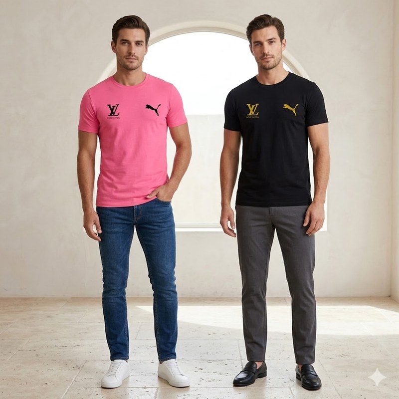 Pack of 2 Combo Multicolor TShirt for Men - Tabassum Fashion Premium Jersey 3D Subly Print Round Neck Tees