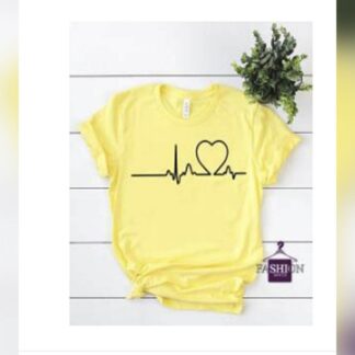 Light Yellow Short Sleeves T-Shirt For Men(Love Hart )