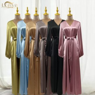 Women’s Qualityful Satin Abaya Clothing for Girls Turkey Dubai Abaya Designs Open Plain Abaya