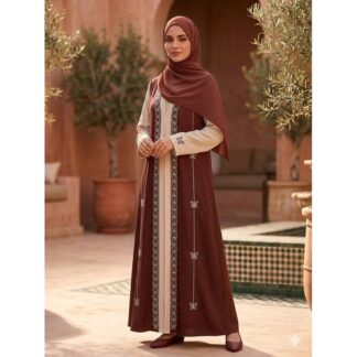 Jafran fixed Abaya -Deep Maroon