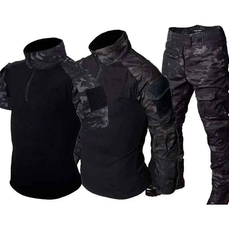 Men Uniform Training Suit Camo Hunting Airsoft Suits Clothes Combat Shirts+Cargo Pants Paintball Sets Hiking Hunting