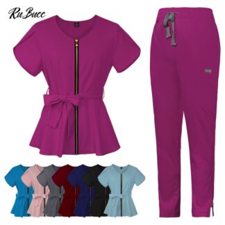 Beautician Work Set Pet Clinic Medical Uniforms Short Sleeved Nurse Scrub Set Medical Women Uniform Operating Room Suit Overalls