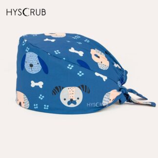 Pet dog Printed Surgical Hat for Nurses Christmas Uniform Headcap Dental Vet Scrub Cap Workwear