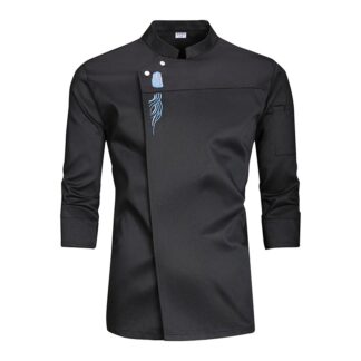 Food service Cook Uniform Catering Autumn/Winter Cooking Jacket Restaurant Kitchen Shirt Waiter Workwear Black White Chef Coat