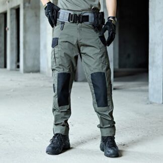 Wear-Resistant Outdoor Tactical Pants Mens Casual T-shirt Cargo Trousers Multi-pocket Waterproof Pant Hiking Training Workwear